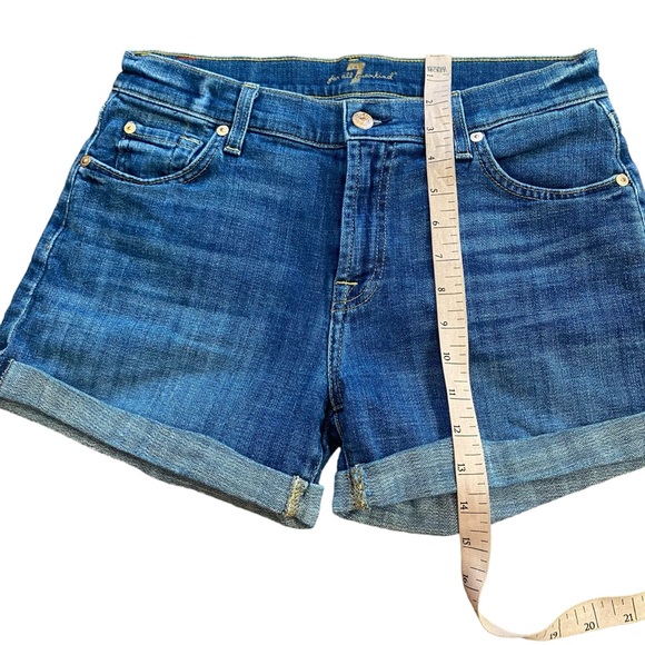 7 For All Mankind Mid Roll Shorts Blue Size 25 - Picture 6 of 7